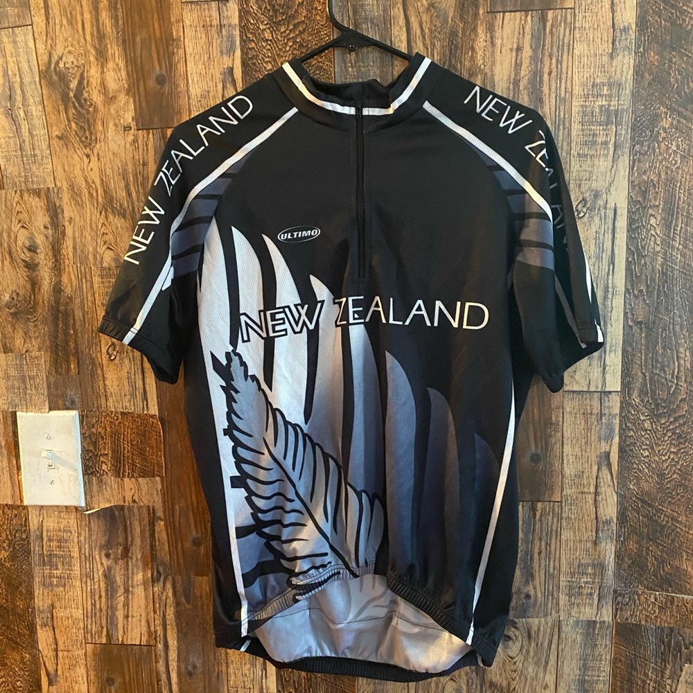 Ultimo Cycling Jersey Mens Sz Large New Zealand Black Gray 1/4 Zip